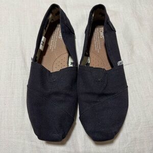 Toms Black Canvas Slip-On Loafers